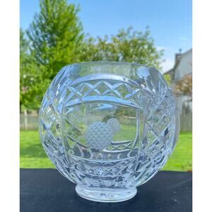 Rovellie Swiss Crystal Company Lead Crystal Bowl With Golf Motif 6" Tall
